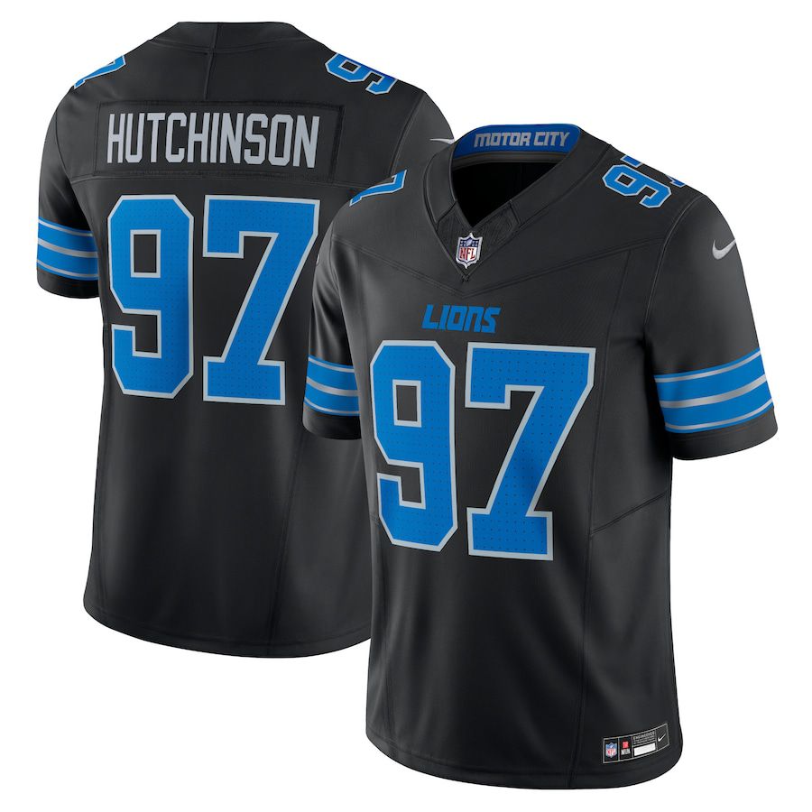 Men Detroit Lions 97 Aidan Hutchinson Nike Black 2nd Alternate Vapor F.U.S.E. Limited NFL Jersey